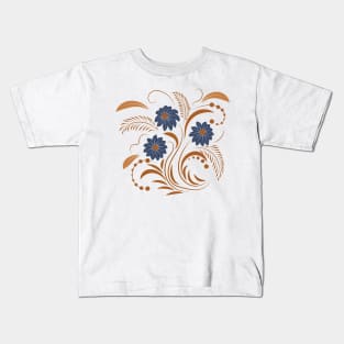 Folk floral art print  Flowers abstract art  poster Kids T-Shirt